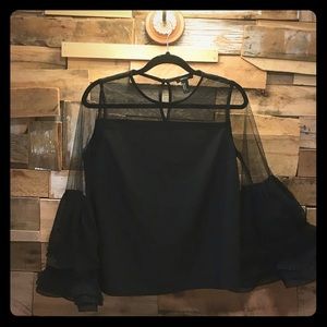 Forever 21 top with sheer, ruffled bell sleeves